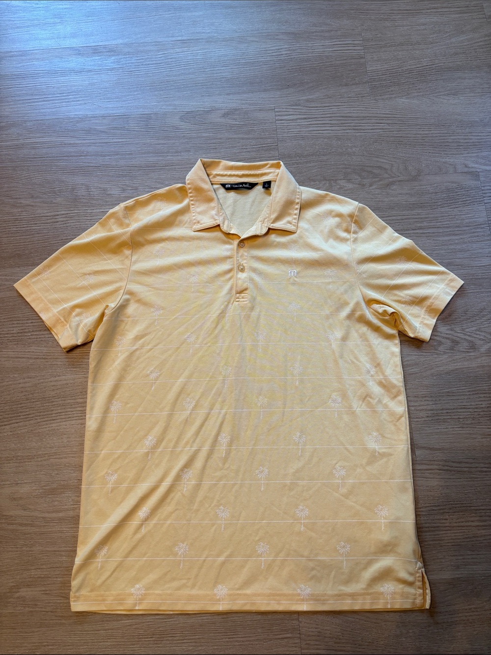 Travis Mathew Men’s L Short Sleeve Golf Polo Hit Guac Bottom Palm Tree Tropical